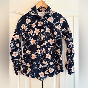 The Shirt by Rochelle Behrens Women's Navy Blue Floral Button Up Size XS